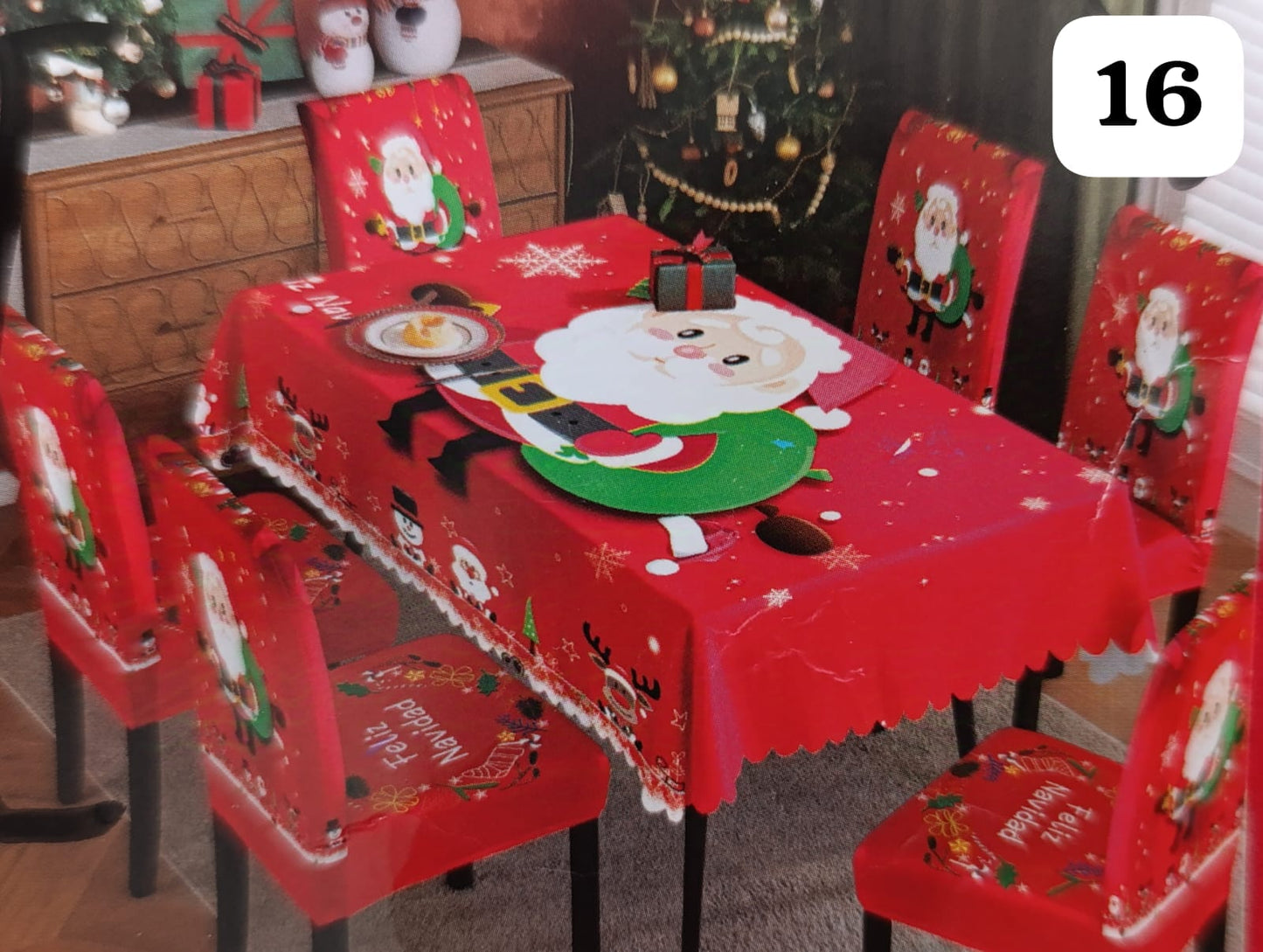 SET MANTEL CON FORROS NAVIDEÑO