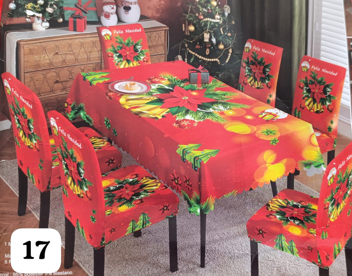 SET MANTEL CON FORROS NAVIDEÑO